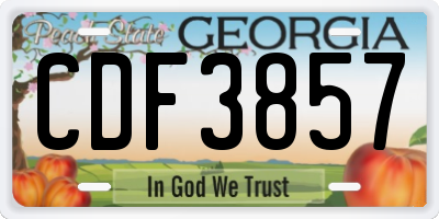 GA license plate CDF3857