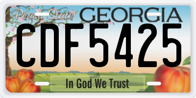 GA license plate CDF5425