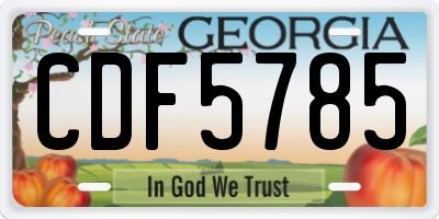 GA license plate CDF5785