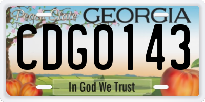 GA license plate CDG0143