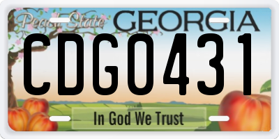 GA license plate CDG0431