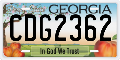 GA license plate CDG2362