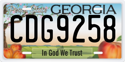 GA license plate CDG9258