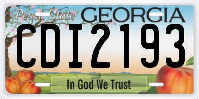 GA license plate CDI2193