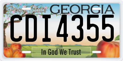 GA license plate CDI4355