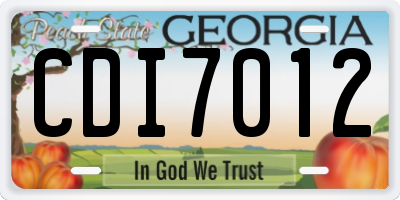 GA license plate CDI7012
