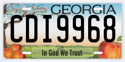 GA license plate CDI9968