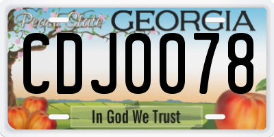 GA license plate CDJ0078
