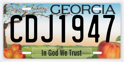 GA license plate CDJ1947