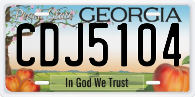 GA license plate CDJ5104