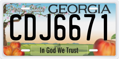 GA license plate CDJ6671