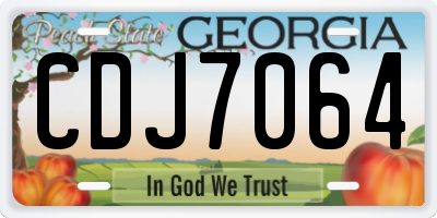 GA license plate CDJ7064