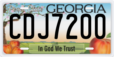GA license plate CDJ7200