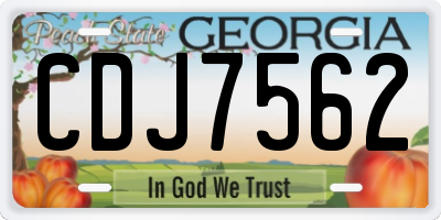 GA license plate CDJ7562