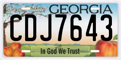 GA license plate CDJ7643