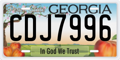 GA license plate CDJ7996