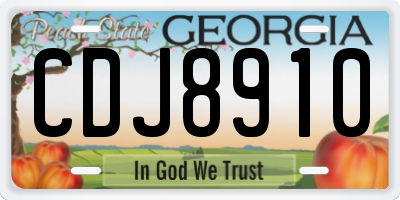 GA license plate CDJ8910