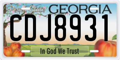 GA license plate CDJ8931