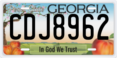 GA license plate CDJ8962