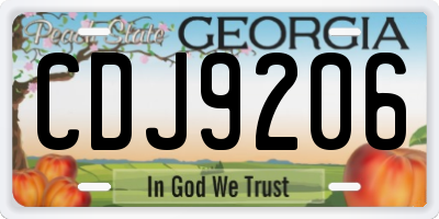 GA license plate CDJ9206