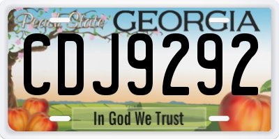 GA license plate CDJ9292