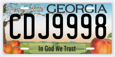 GA license plate CDJ9998