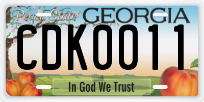 GA license plate CDK0011
