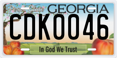 GA license plate CDK0046