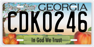 GA license plate CDK0246