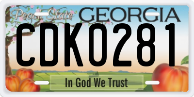 GA license plate CDK0281