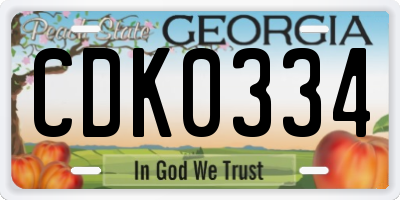 GA license plate CDK0334