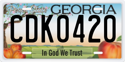 GA license plate CDK0420