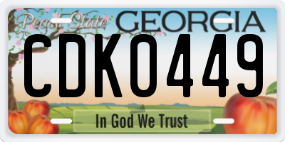 GA license plate CDK0449