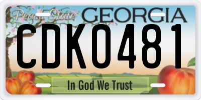 GA license plate CDK0481
