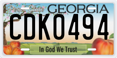 GA license plate CDK0494