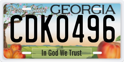 GA license plate CDK0496