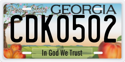 GA license plate CDK0502