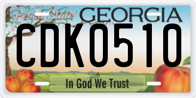 GA license plate CDK0510
