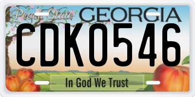GA license plate CDK0546
