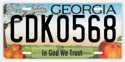 GA license plate CDK0568