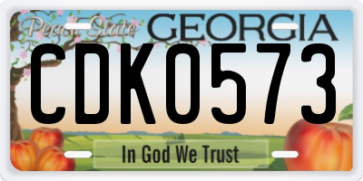 GA license plate CDK0573
