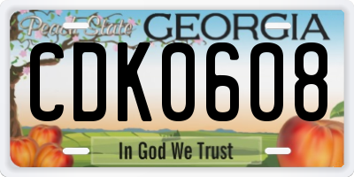 GA license plate CDK0608