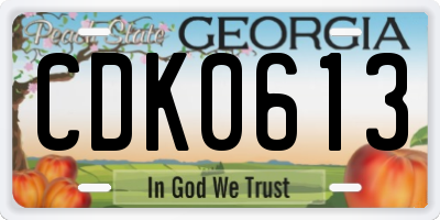 GA license plate CDK0613