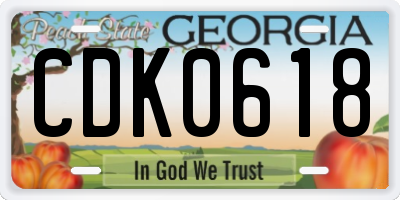GA license plate CDK0618