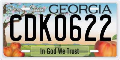 GA license plate CDK0622