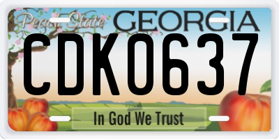GA license plate CDK0637