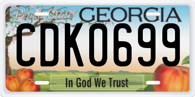 GA license plate CDK0699