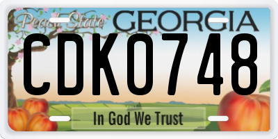 GA license plate CDK0748