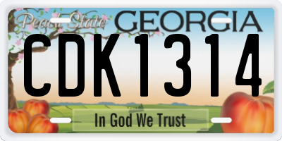 GA license plate CDK1314