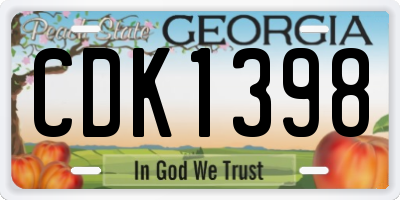 GA license plate CDK1398